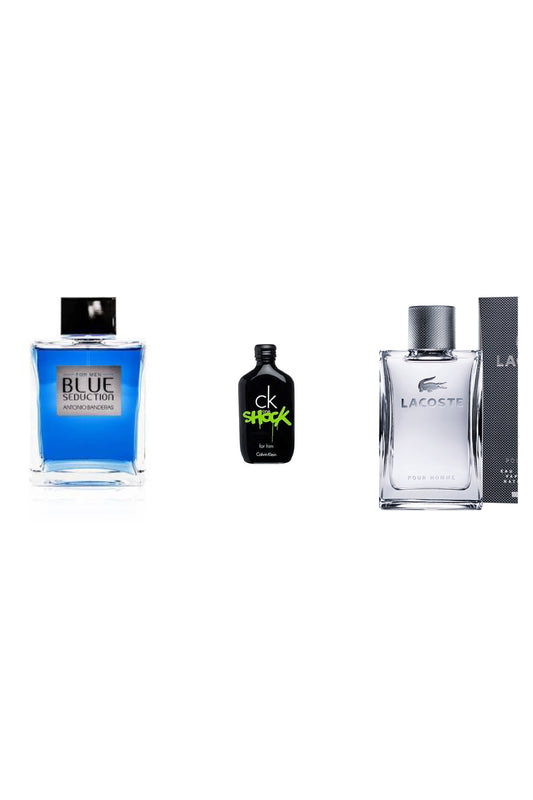 Antonio Banderas Blue Seduction, CK one Shock & Lacoste Pour Homme bundle pack